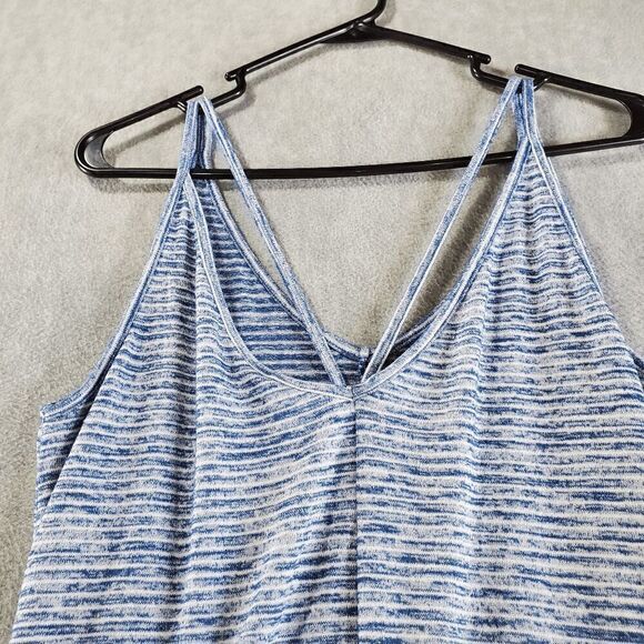 Gap Dress Womens Medium Blue Striped Tank Double Straps V Neck Back Drawstring - Picture 7 of 11